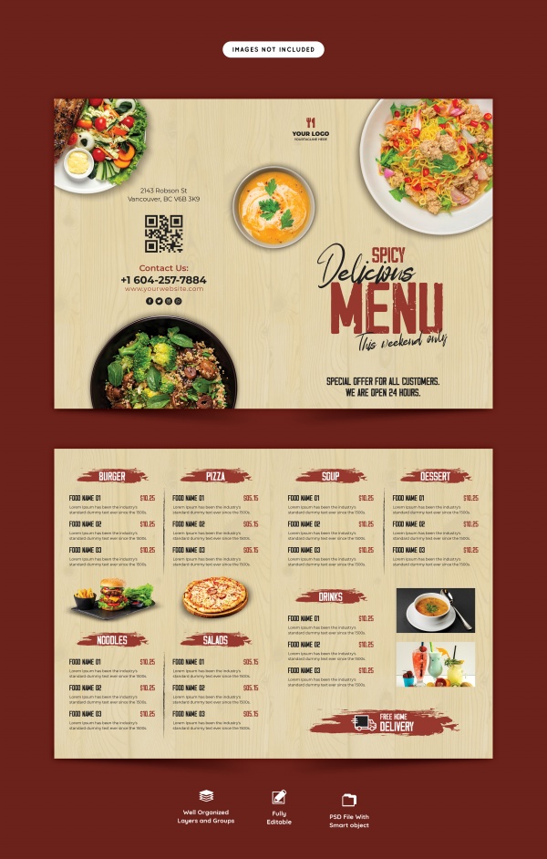 餐厅折页菜单模板设计