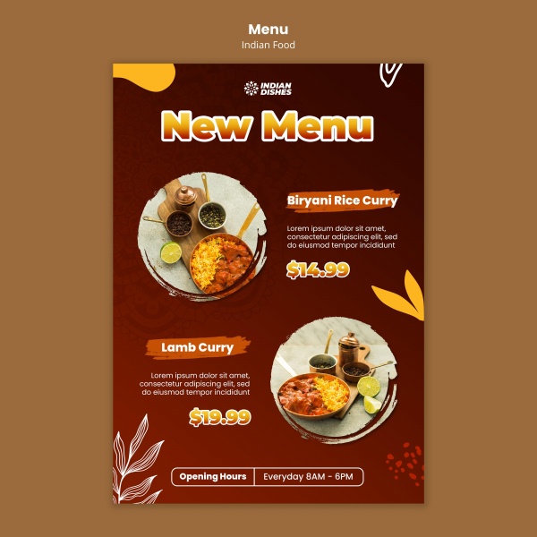 印度美食餐厅菜单模板