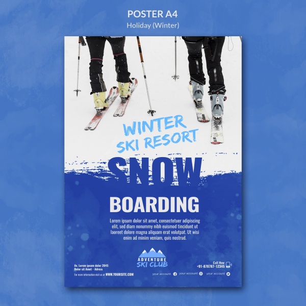 冬季滑雪海报模板设计