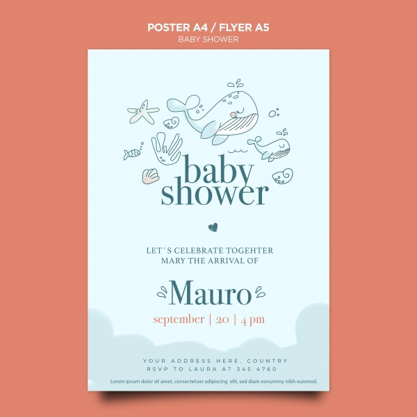 婴儿淋浴庆祝海报模板