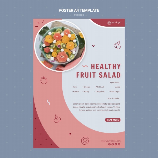 健康水果沙拉海报模板