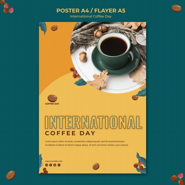 国际咖啡日宣传单PSD模板