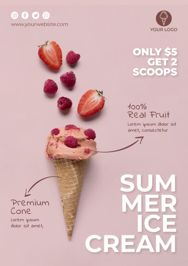 草莓冰淇淋海报设计