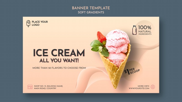 冰淇淋横幅宣传模板设计
