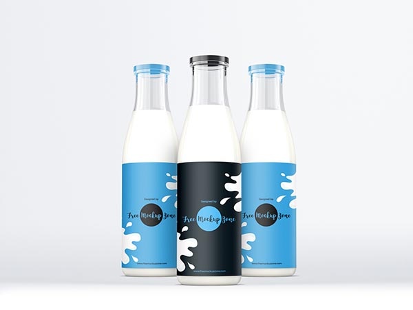 牛奶玻璃瓶包装样机