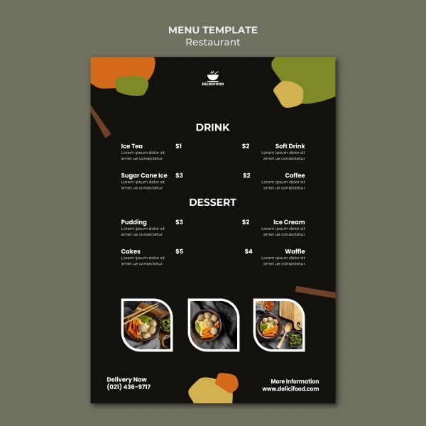 餐厅菜单模板PSD素材设计