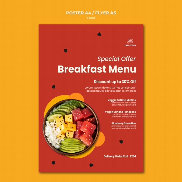 早餐餐厅菜单模板设计