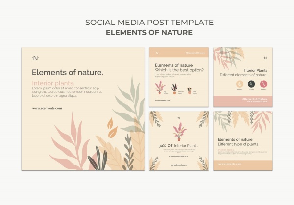 自然要素社交媒体卡片设计