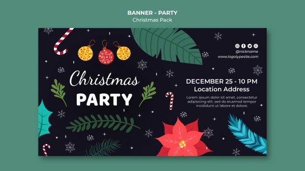圣诞派对banner设计ps素材