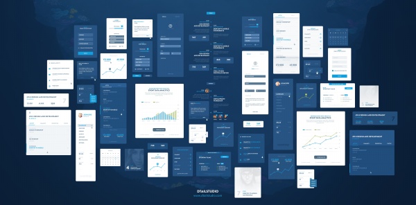蓝色网页UI模板设计素材