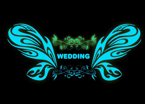熒光藍蝴蝶婚慶logo
