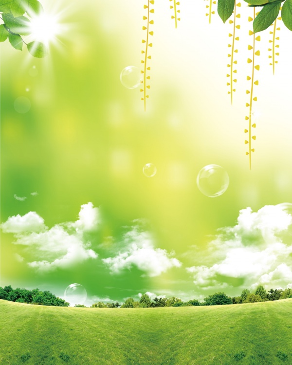 春天绿色海报背景图设计