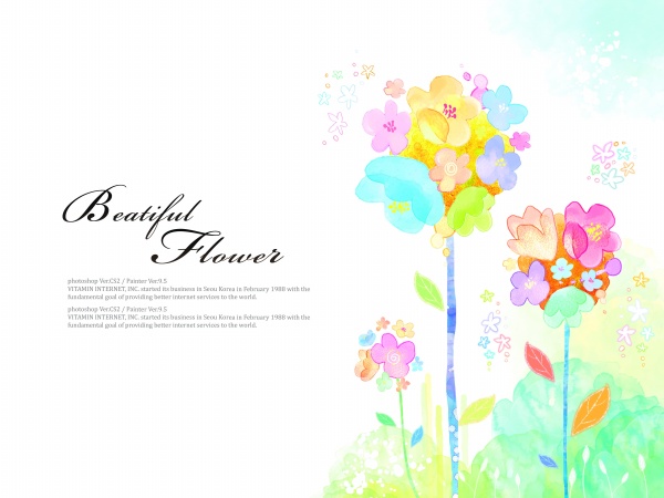 水彩花朵PSD创意设计素材