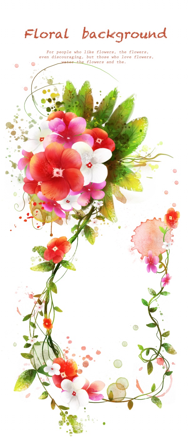 绚丽花卉装饰背景图PSD