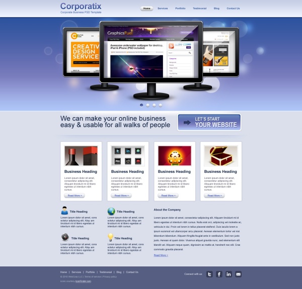 商务网站页面设计模板PSD