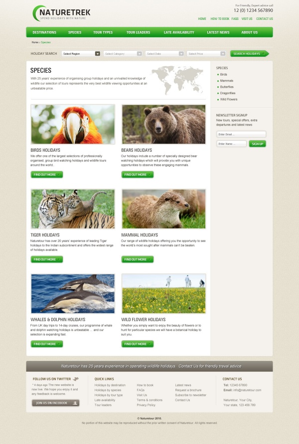 自然世界网页模板设计PSD